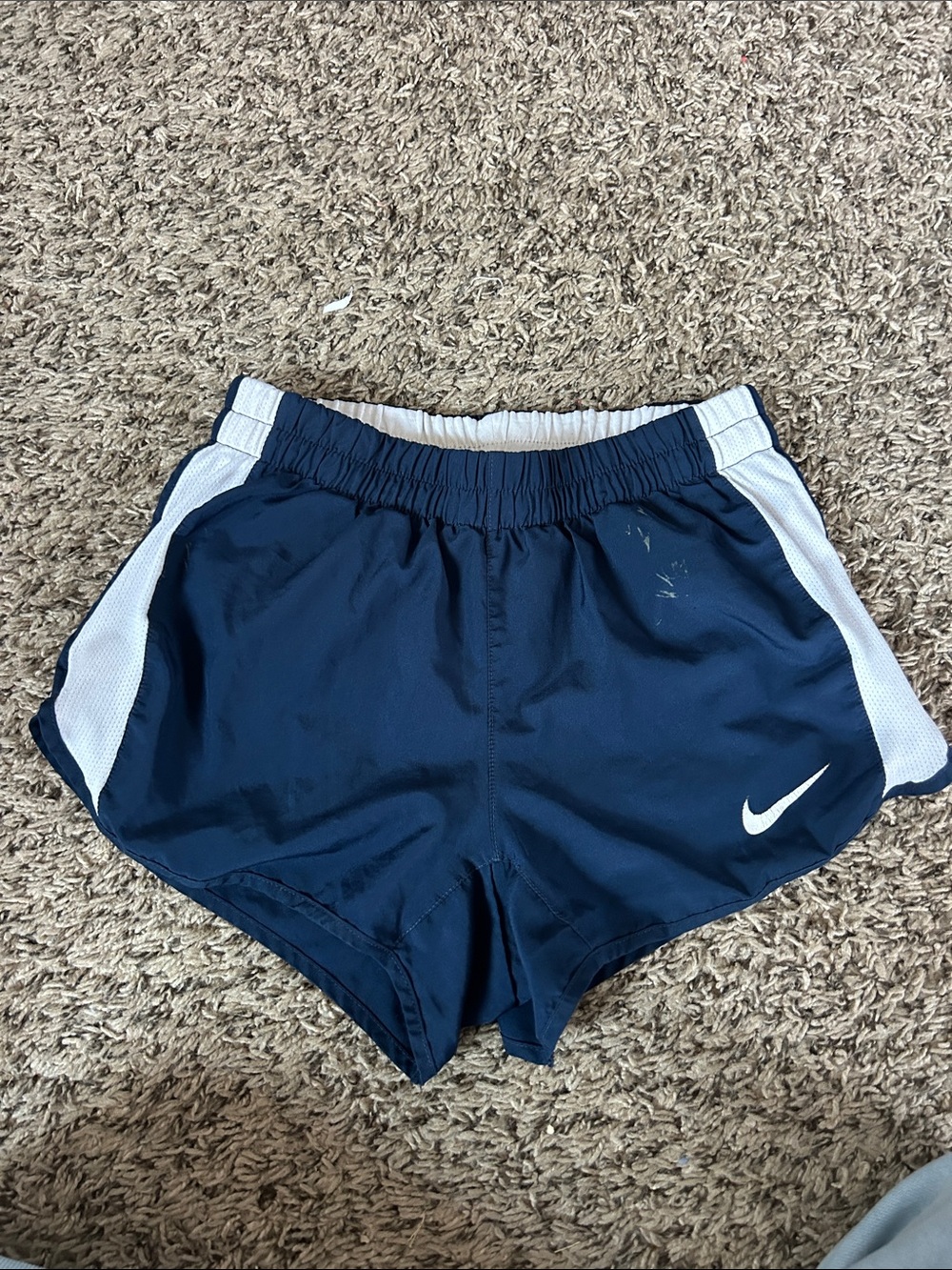 Nike Navy and White Women's Athletic Shorts
